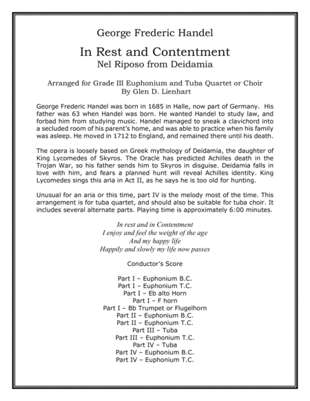 In Rest And Contentment Sheet Music