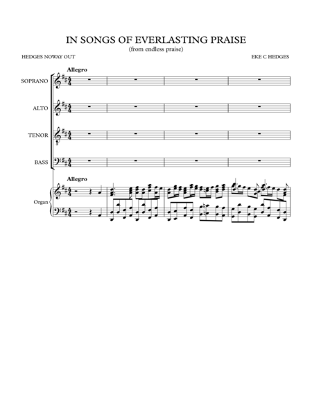 In Songs Of Everlasting Praise Hedges Noway Out Sheet Music