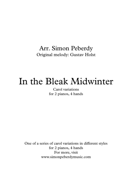 In The Bleak Mid Winter Fun Carol Variations For 2 Pianos 4 Hands Sheet Music