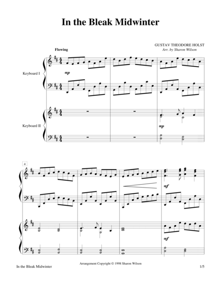 In The Bleak Midwinter Keyboard Duet 2 Pianos 4 Hands Sheet Music