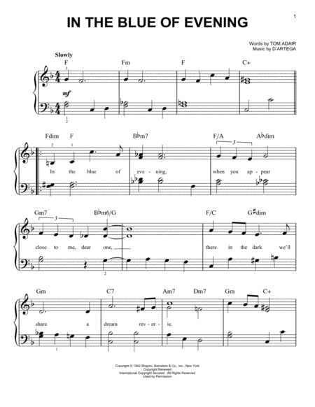 In The Blue Of Evening Sheet Music