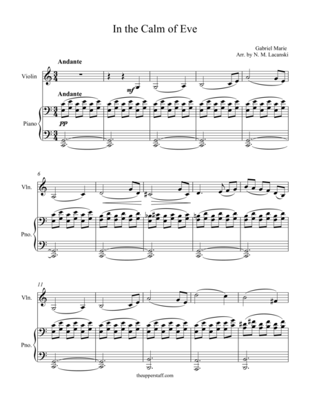 Free Sheet Music In The Calm Of Eve