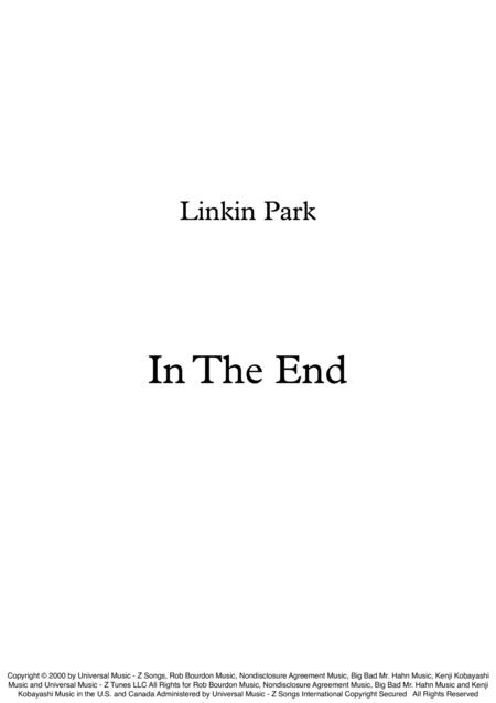 In The End Piano Solo Sheet Music