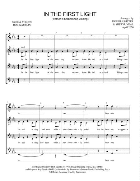 In The First Light Ssaa Choral Pricing Sheet Music