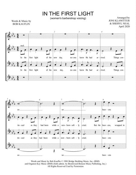 Free Sheet Music In The First Light Ssaa Quartet Pricing