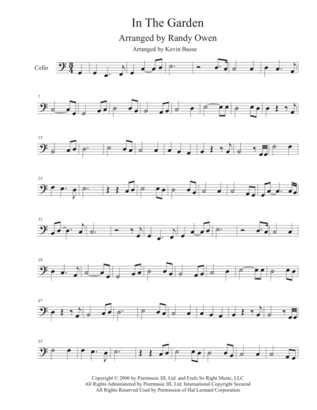 In The Garden Cello Sheet Music