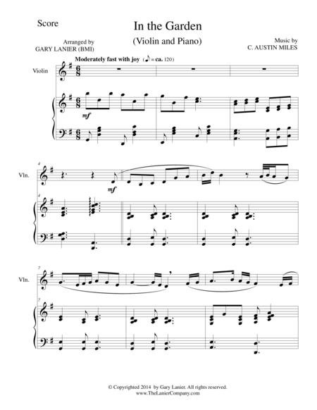 Free Sheet Music In The Garden Violin Piano And Violin Part