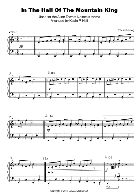 In The Hall Of The Mountain King Excerpt Edvard Grieg Sheet Music