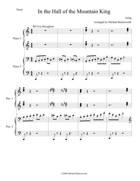 In The Hall Of The Mountain King Piano Duet Sheet Music