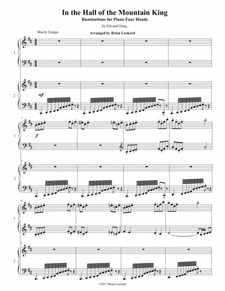 Free Sheet Music In The Hall Of The Mountain King Variations For Piano Four Hands