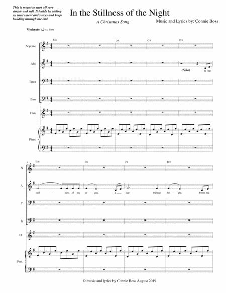 In The Stillness Of The Night Christmas Song Satb With Either Flute Cello Violin Or French Horn And Piano Sheet Music