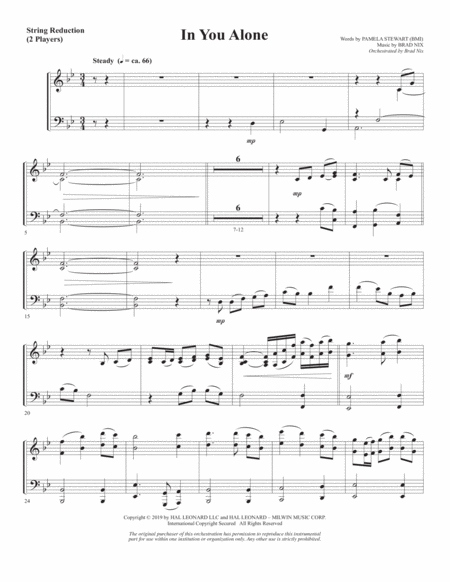 In You Alone Keyboard String Reduction Sheet Music