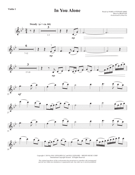 Free Sheet Music In You Alone Violin 1