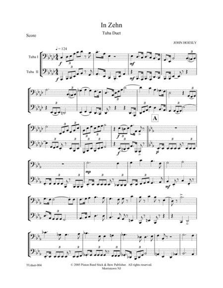 Free Sheet Music In Zehn Duet For Tubas