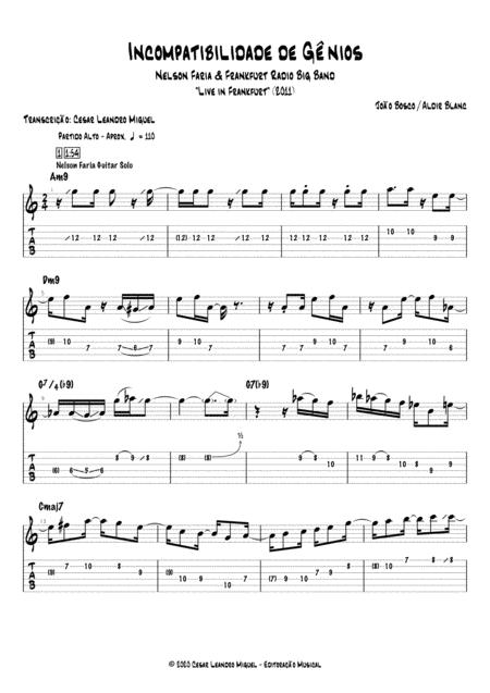 Free Sheet Music Incompatibilidade De Genios Nelson Faria Solo Tab Tablature