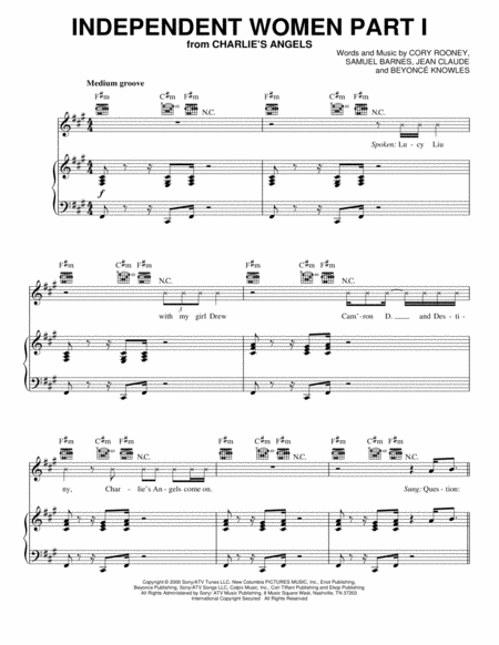 Free Sheet Music Independent Women Part I