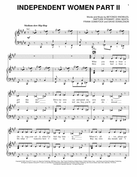 Independent Women Part Ii Sheet Music