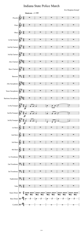 Free Sheet Music Indiana State Police March