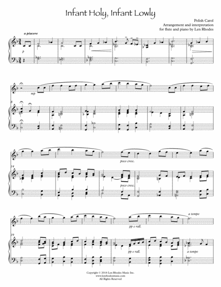 Infant Holy Infant Lowly For Flute And Piano Sheet Music