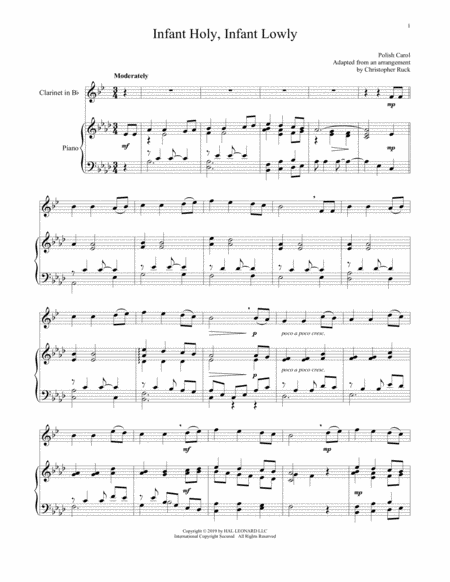 Free Sheet Music Infant Holy Infant Lowly