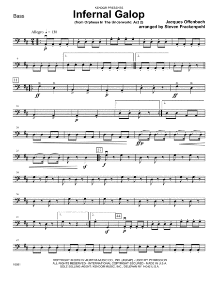 Infernal Galop From Orpheus In The Underworld Act 2 Bass Sheet Music