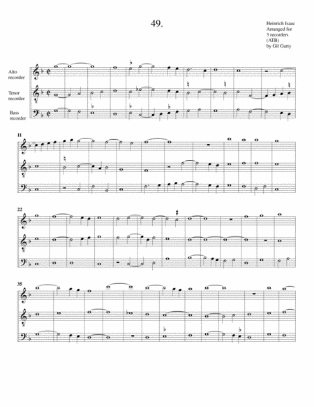 Instrumental Trio No 49 No Title Arrangement For 3 Recorders Sheet Music