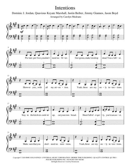 Free Sheet Music Intentions Acoustic