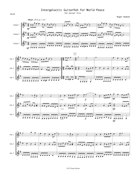 Intergalactic Guitarfish For World Peace Guitar Trio Sheet Music