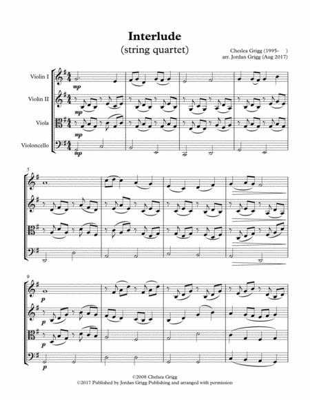 Interlude String Quartet Sheet Music