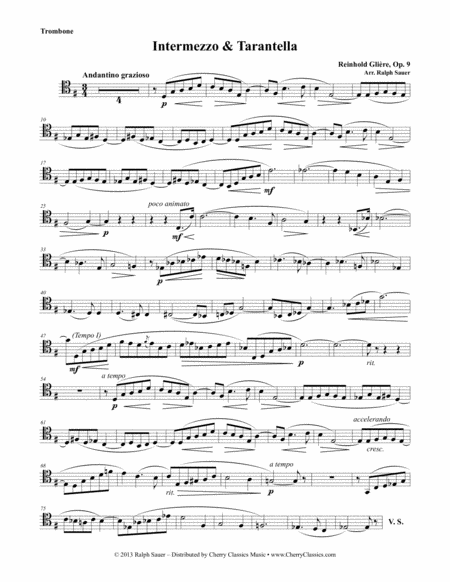 Intermezzo And Tarantella For Trombone Piano Sheet Music