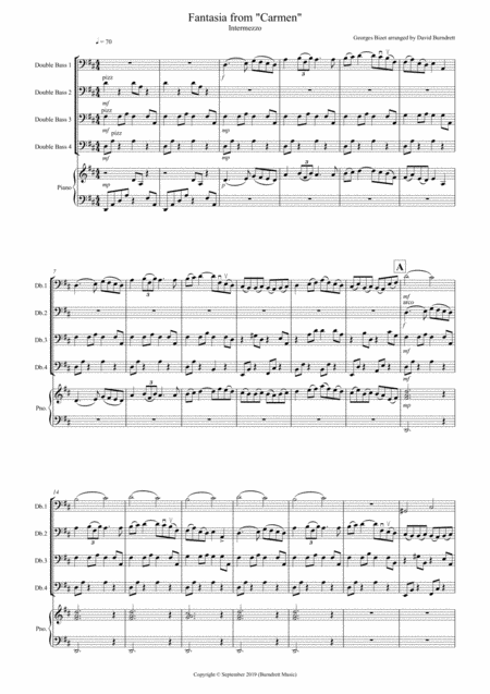 Free Sheet Music Intermezzo Fantasia From Carmen For Double Bass Quartet