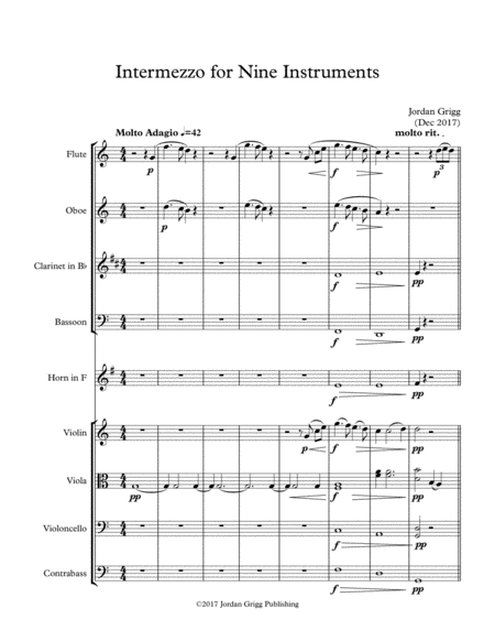 Free Sheet Music Intermezzo For Nine Instruments