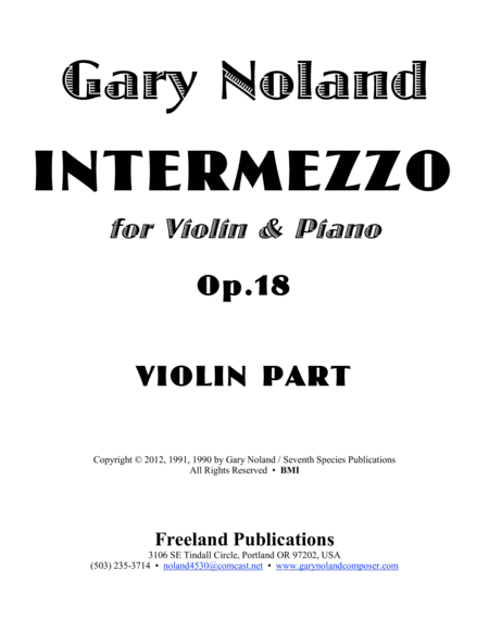 Intermezzo For Violin Piano Op 18 Violin Part Sheet Music