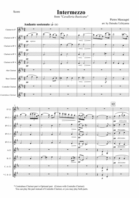 Free Sheet Music Intermezzo From Cavalleria Rusticana Clarinet Choir