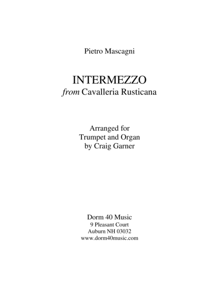 Intermezzo From Cavalleria Rusticana Trumpet And Organ Sheet Music