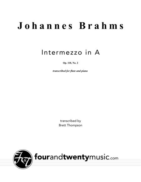 Free Sheet Music Intermezzo In A Opus 118 No 2 Arranged For Flute And Piano