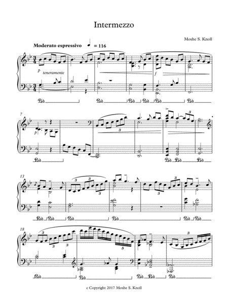 Intermezzo In B Flat For Piano Sheet Music