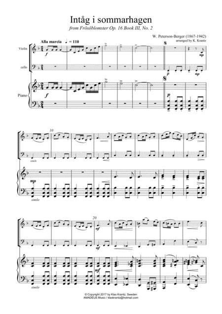 Free Sheet Music Intg I Sommarhagen For Piano Trio