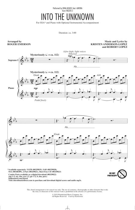 Into The Unknown From Disneys Frozen 2 Arr Roger Emerson Sheet Music