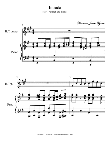 Free Sheet Music Intrada For Trumpet And Piano