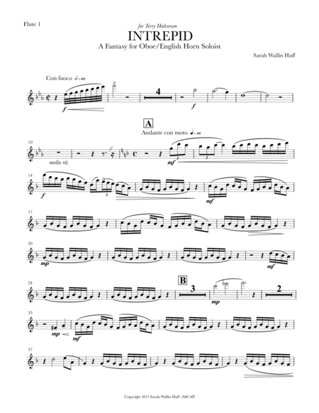 Free Sheet Music Intrepid A Fantasy For Oboe English Horn Soloist And Chamber Orchestra Parts Only