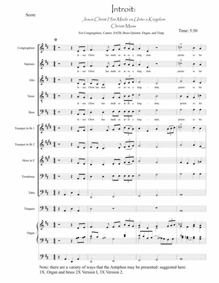 Introit For The Chrism Mass For Satb Orchestra Organ And Congregation Sheet Music