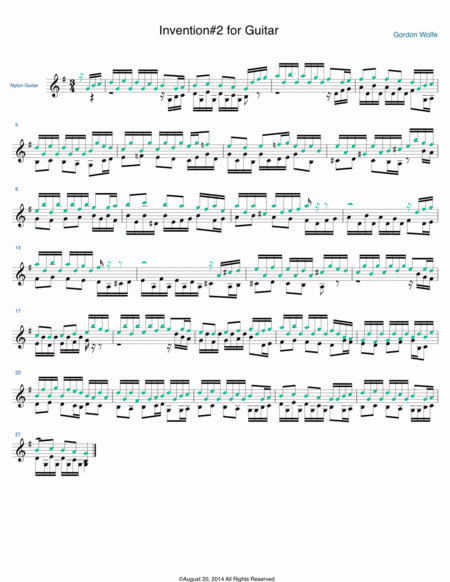 Free Sheet Music Invention 2 For Guitar