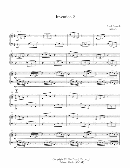 Invention 2 For Piano Sheet Music