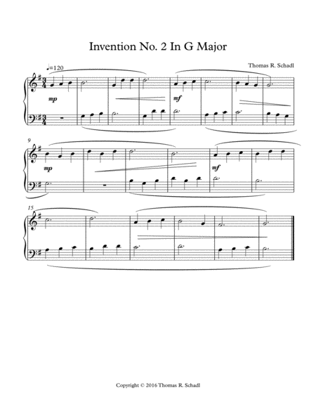 Free Sheet Music Invention No 2 In G Major