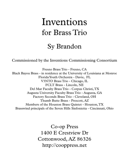 Free Sheet Music Inventions For Brass Trio