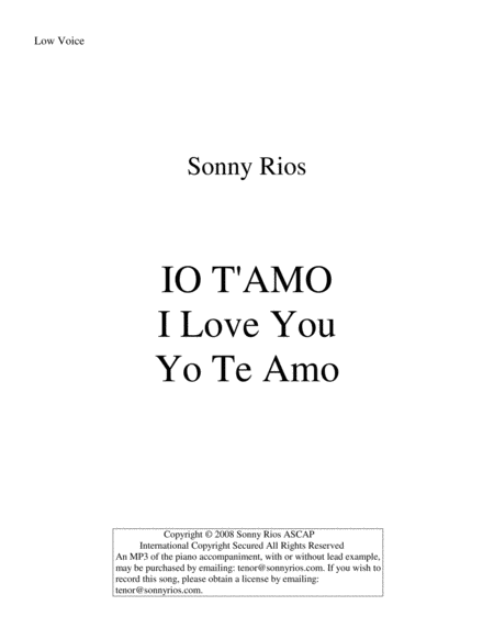 Iot Amo Sheet Music