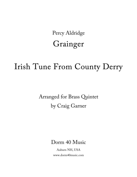 Irish Tune From County Derry Sheet Music