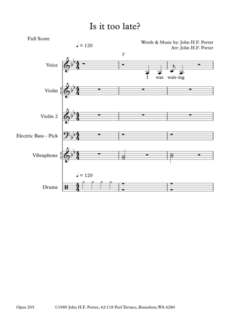 Is It Too Late Sheet Music