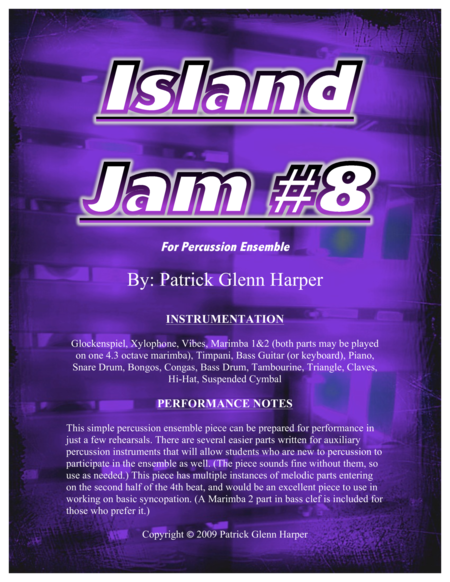 Island Jam 8 For Percussion Ensemble Sheet Music